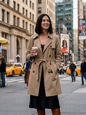 NWT Rebecca Minkoff Belted Trench Coat Khaki Beige Size L DBL Breasted $248US